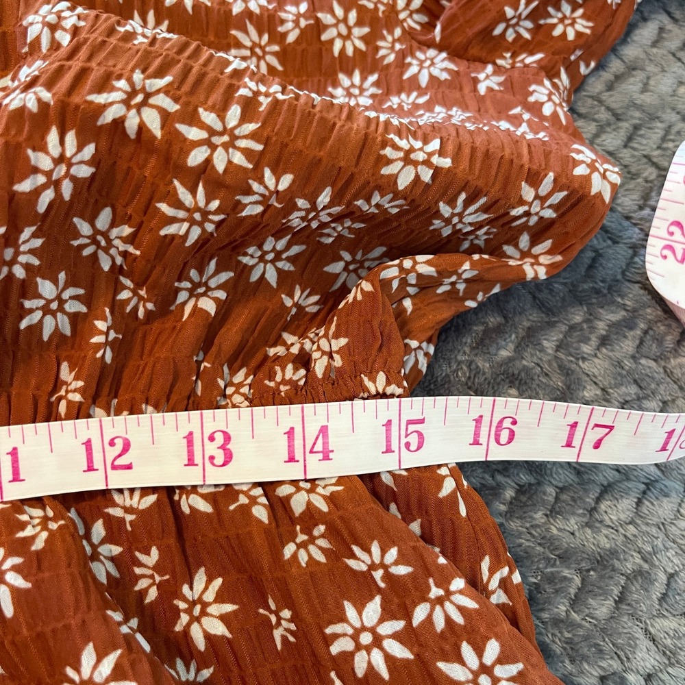 Loft Women's Sz M Burnt Orange‎ Tiered Madi Dress with Keyhole Opening - Picture 11 of 16